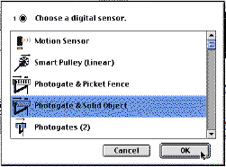Select sensor dialog box