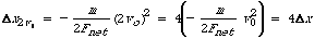 Delta x for 2 v sub o equation