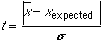 t = !x_bar - x_expected|/sigma