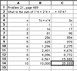 Prob #21 Spreadsheet w/ values