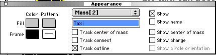 Appearance window for a mass object