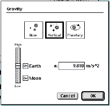 Vertical Gravity Dialog